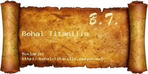 Behal Titanilla névjegykártya